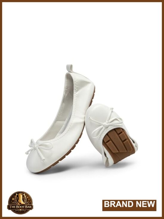 Shoes - Women's Foldable Ballet Flats Bowknot Slip-On Shoes with Storage Bag